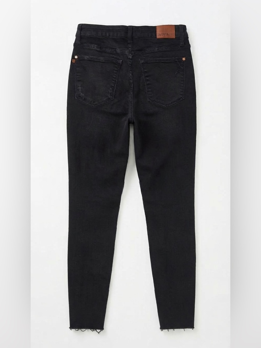 Judy Blue Black Distressed Skinny Jeans Size 14W High Rise Raw Hem Quiet Wealth - Picture 3 of 14